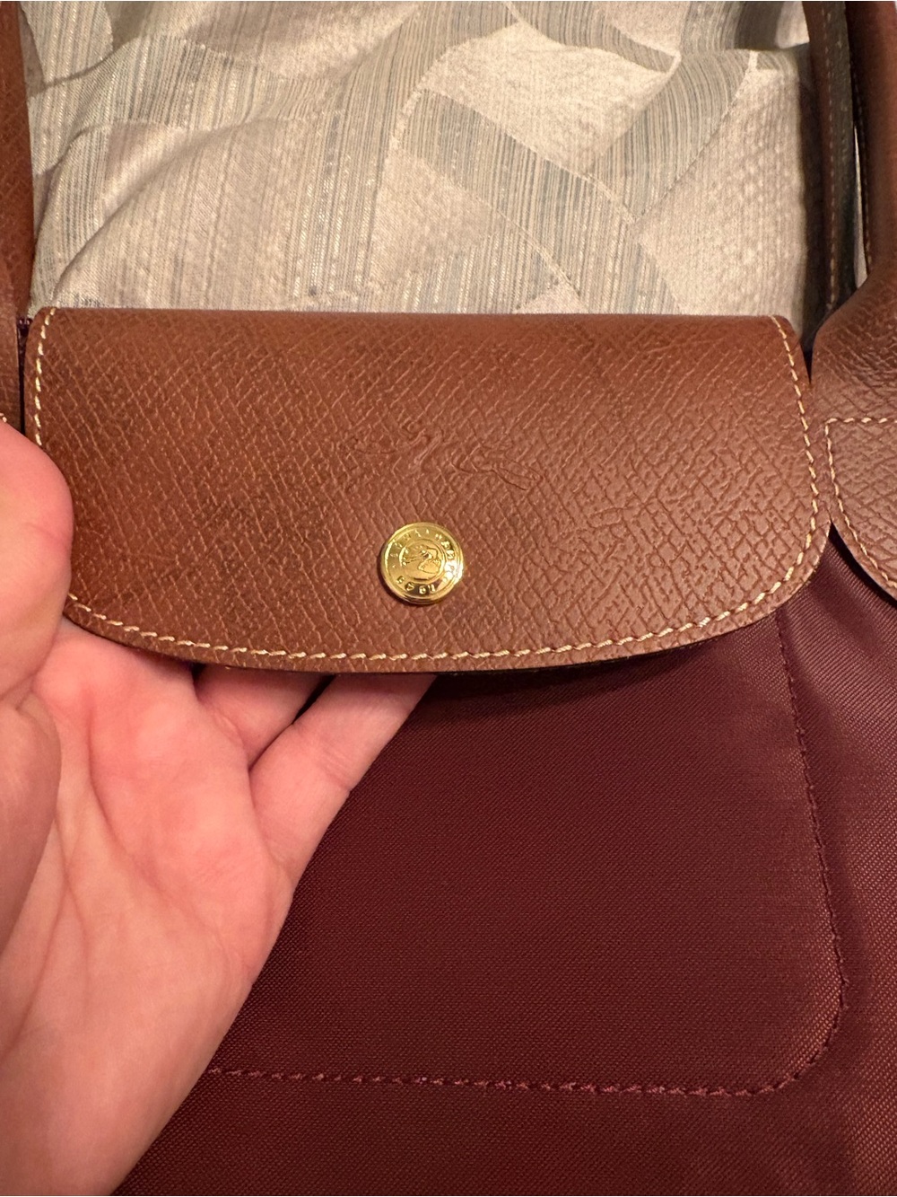 Burgundy Longchamp Large Le Pliage Tote - Picture 2 of 12